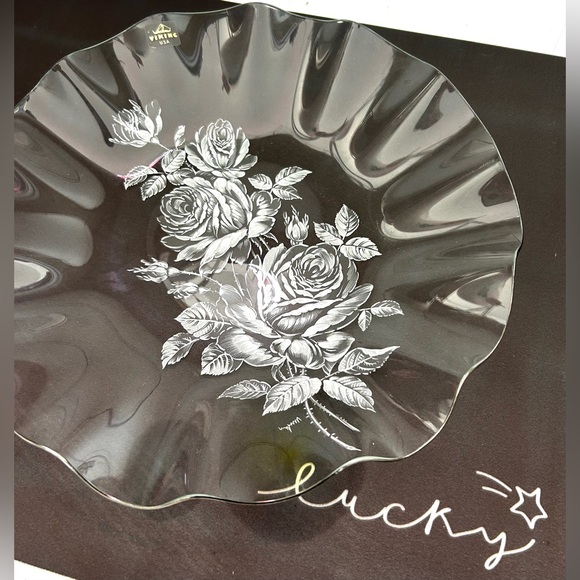 🎉HOST PICK🎉Vintage Viking Glass Platter with Silver Overlay Serving Plate - Picture 1 of 9